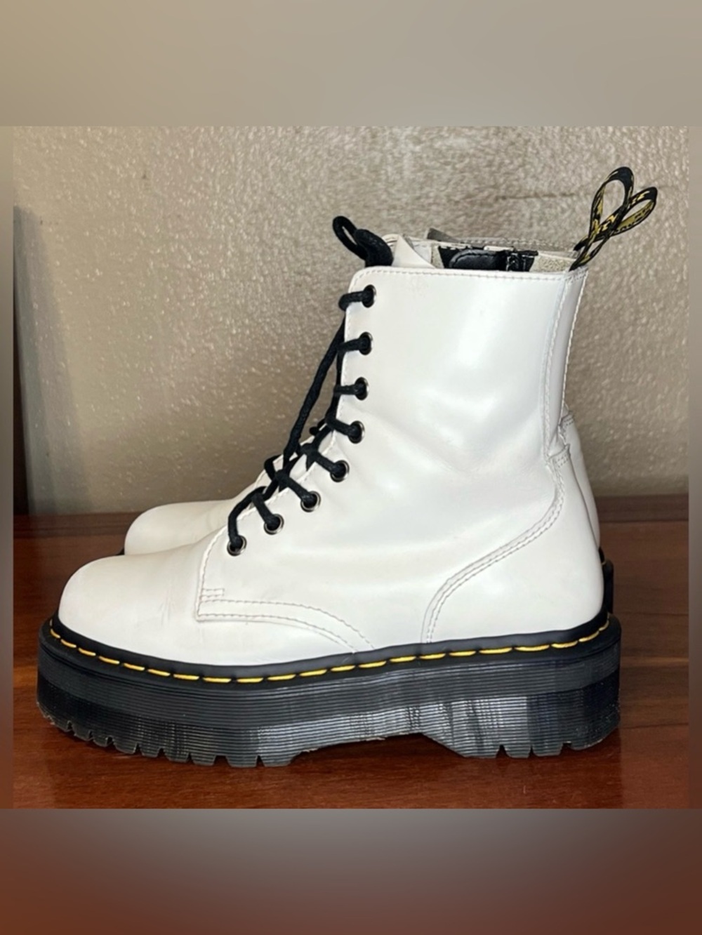 Dr. Doc Martens Jadon Platform Leather Zip Combat Boots Goth Grunge Festival - Picture 8 of 14